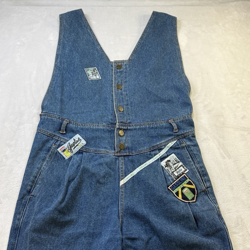 Vintage 80s Gasoline Denim Jumper Juniors L Patchwork Hong Kong 1983 Rare